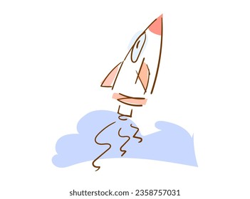 vector illustration depicts a rocket in the midst of a thrilling liftoff, with flames and exhaust plumes billowing from its powerful engines as it propels itself into the cosmos.