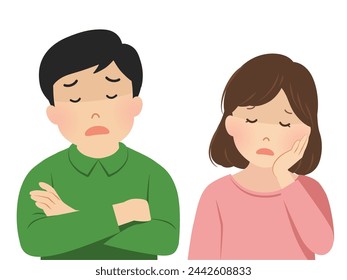 Vector illustration of a depressed couple