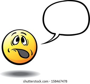 Vector illustration of depressed face with speech bubble. Easy-edit layered vector EPS10 file scalable to any size without quality loss. High resolution raster JPG file is included.