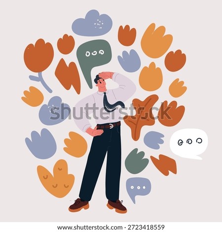 Vector illustration of Depressed frustrated young Indian woman suffering from headache, migraine, touching face, head with closed eyes, feeling stressed, sick, tired, thinking over bad news, problems