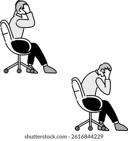 Vector illustration of a depressed man sitting in a chair