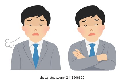 Ilustración vectorial de un trabajador de oficina deprimido