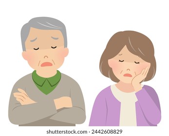 Vector illustration of a depressed senior couple
