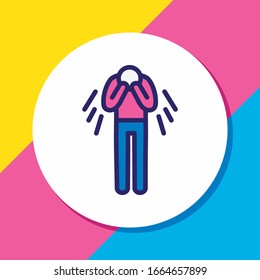 Ilustración vectorial de línea coloreada con icono de depresión. Un bello elemento emoji también puede ser usado como elemento de icono de decepción.