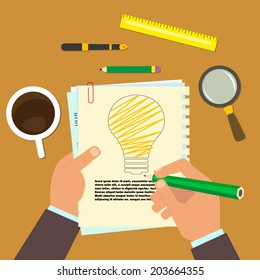 vector illustration description of the idea, a plan. Analyst new ideas.