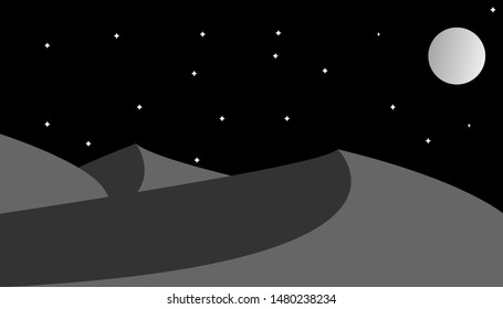 Vector illustration of a desert background at night