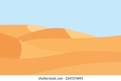 Ilustración vectorial de un desierto y cielo azul. Sencillo paisaje natural de fondo vectorial adecuado para medios sociales, aplicaciones móviles, web y publicidad.