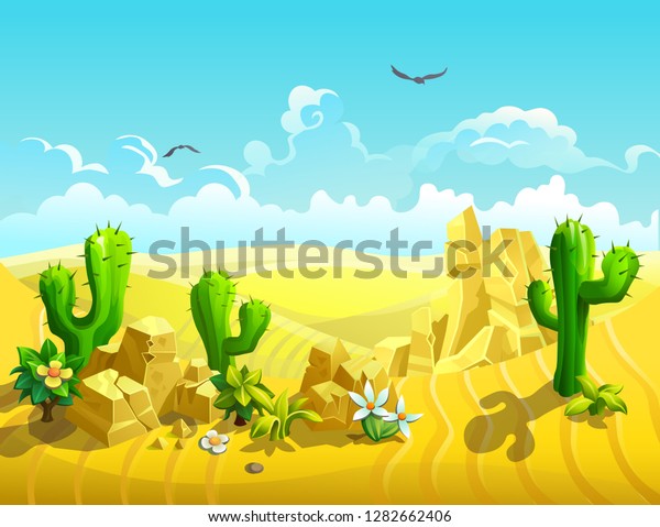 Vector Illustration Desert Cacti Deserts Plants Stock Vector (Royalty ...