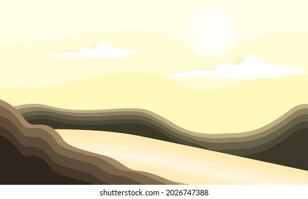 vector illustration of desert landscape in the daytime