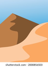 vector illustration desert landscape sahara desert blue sky dunes sand dune