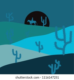 Vector illustration. Desert on blue and gray background for your web and mobile app design, Desert logo concept.