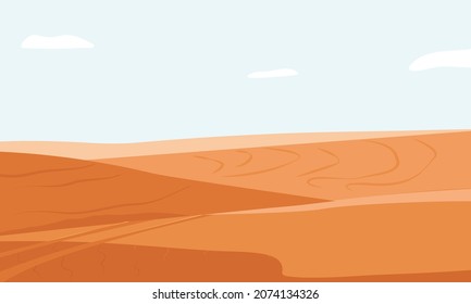 Vector illustration. Desert panorama landscape with sand dunes