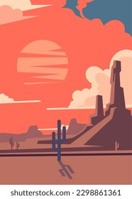 Vector illustration of desert in retro style. It is suitable for the wallpaper or background of your flyer design