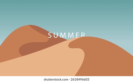 Vector illustration desert. Wall poster, banner, brochure. cover, postcard. Modern design, Minimalism, flat design. Tourism. trips