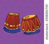 vector illustration of desi (indian) art style musical instrument tabla