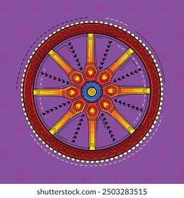 vector illustration of desi (indian) art style Konark wheel.