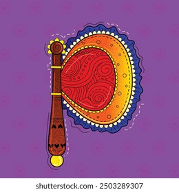 vector illustration of desi (indian) art style indian hand fan.