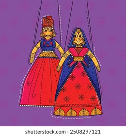 ilustração vetorial do estilo de arte indiano rajasthani boneco.
