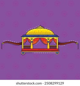 vector illustration of desi (indian) art style palanquin.