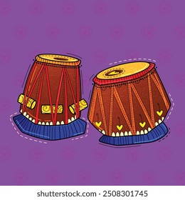 Ilustración vectorial de Desi (India) Art Style Musical Instrument Tabla