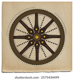 vector illustration of desi (indian) art style Konark wheel.
