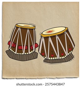 vector illustration of desi (indian) art style musical instrument tabla
