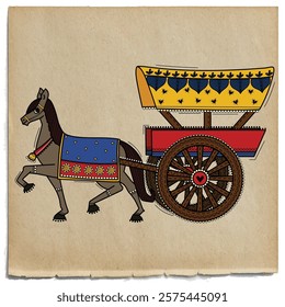 vector illustration of desi (indian) art style horse cart.
