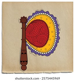 vector illustration of desi (indian) art style indian hand fan.
