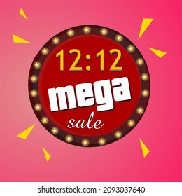 Vector illustration or design of 12 12 sale banner with big flash discount in Christmas new year 