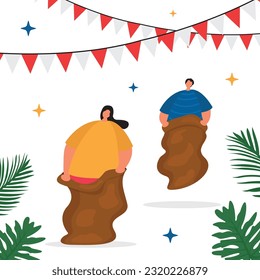 vector illustration design 17 august happy indonesia