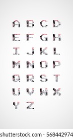 Vector illustration design. Abstract polygonal alphabet. Low poly style font  Decorative origami shape.