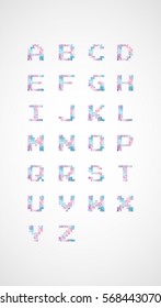 Vector illustration design. Abstract polygonal alphabet. Low poly style font  Decorative origami shape.