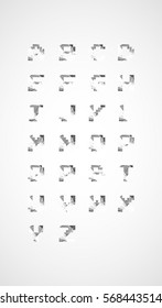 Vector illustration design. Abstract polygonal alphabet. Low poly style font  Decorative origami shape.
