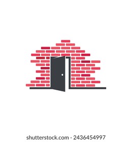 vector illustration design of ancient walls and doors.