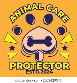 vector illustration design of animal care protector with animal feet in peach and blue colors in a simple style. suitable for logos, icons, posters, advertisements, banners, companies, t-shirt designs