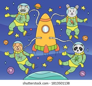 animales de diseño de ilustraciones vectoriales en el espacio