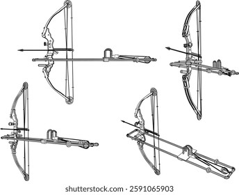 vector illustration design of arrow weapon with bow for sport and war