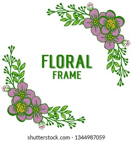 Vector illustration design art purple wreath frames blooms for template hand drawn
