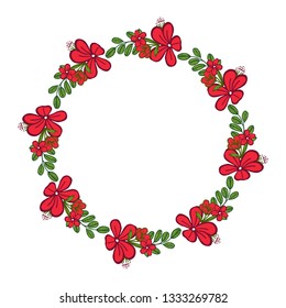 Vector illustration design art red wreath frame for card