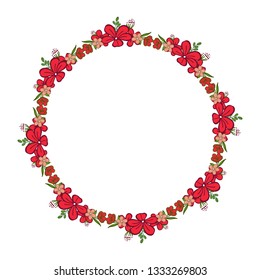 Vector illustration design art red wreath frame for card