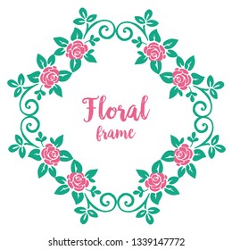 Vector illustration design artwork floral frame with tosca leaves hand drawn