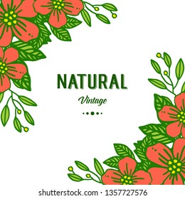 Vector illustration design artwork of natural vintage orange flower frame 