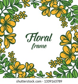 Vector illustration design artwork orange floral frame hand drawn