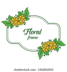 Vector illustration design artwork orange floral frame hand drawn