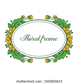 Vector illustration design artwork orange floral frame hand drawn