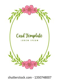 Vector illustration design artwork pink flower frame for card template hand drawn