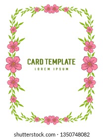 Vector illustration design artwork pink flower frame for card template hand drawn