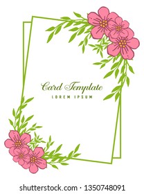 Vector illustration design artwork pink flower frame for card template hand drawn