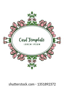 Vector illustration design artwork pink flower frame for vintage card template style
