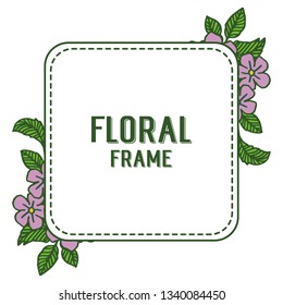 Vector illustration design artwork purple floral frame with template hand drawn
